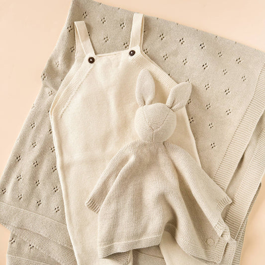 Taupe Heirloom Pique Baby Blanket - Organic Cotton