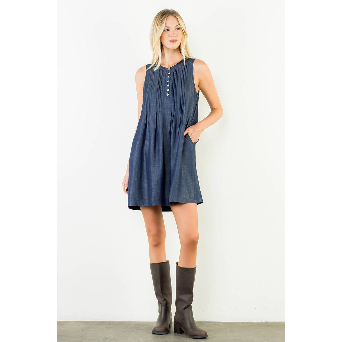 Denim Button Dress