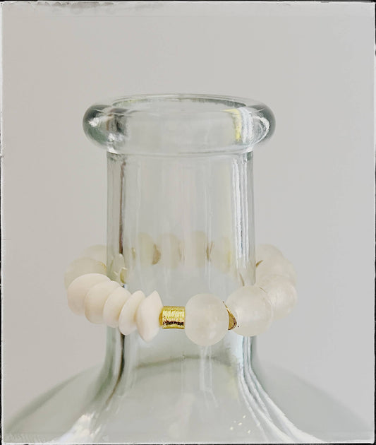 African Bone & Recycled Glass Bead Bracelet