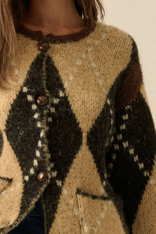 Argyle Plaid Cardigan