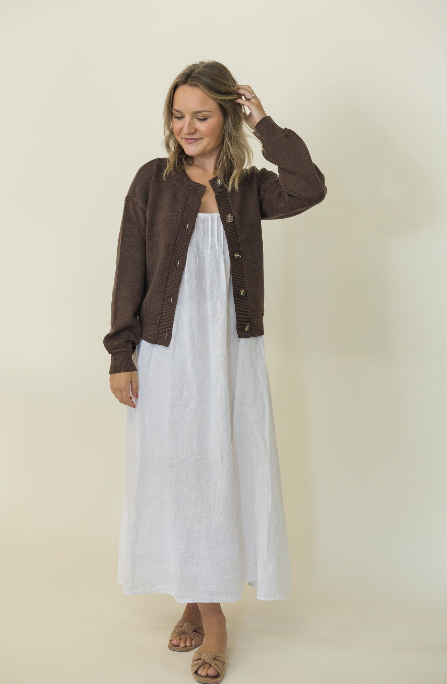 Linen Strap Dress - White