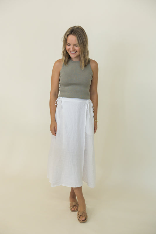 Ribbed Knit Sweater Tank- Olive