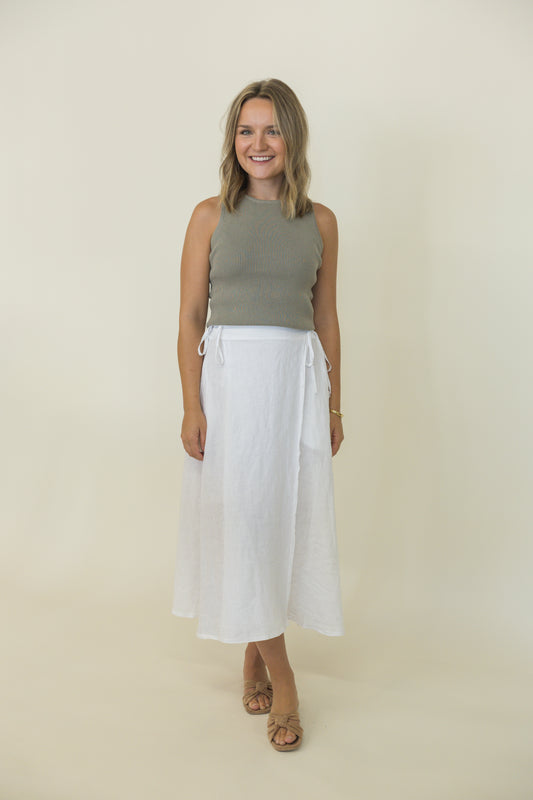 Ribbed Knit Sweater Tank- Olive