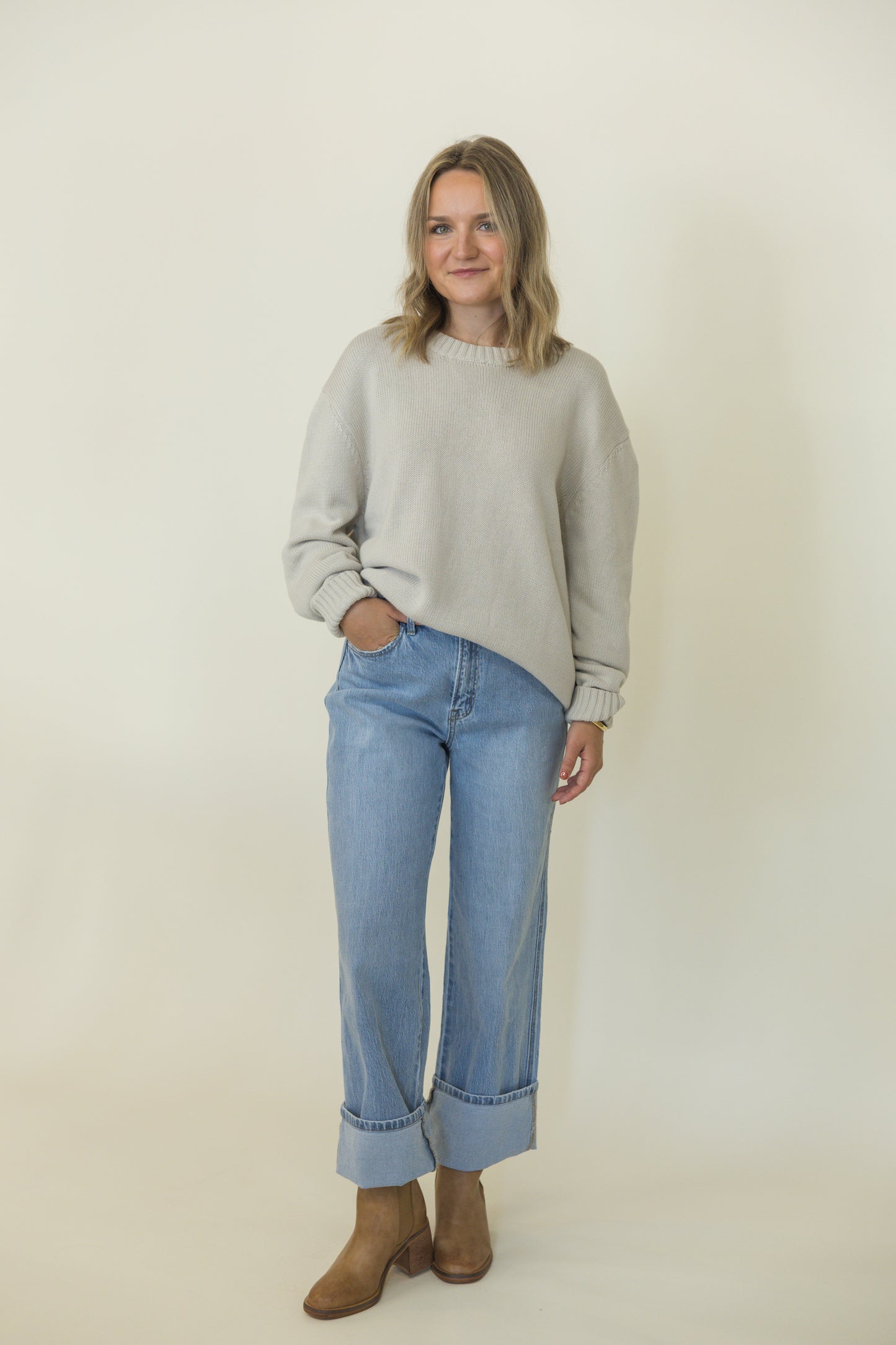 Soft Cotton Sweater- Natural White