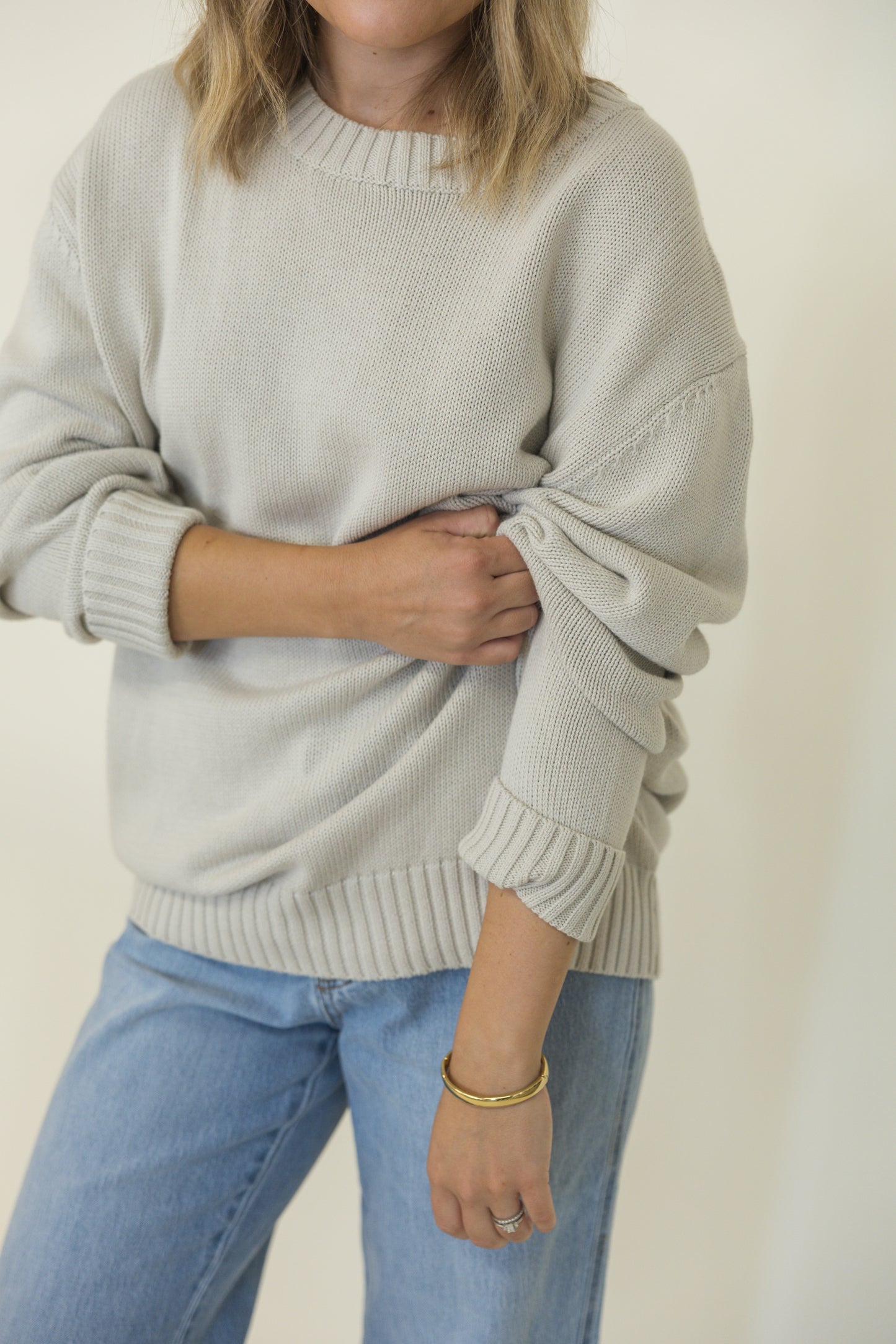 Soft Cotton Sweater- Natural White