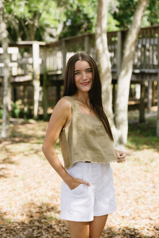 Raw Hem Cropped Top