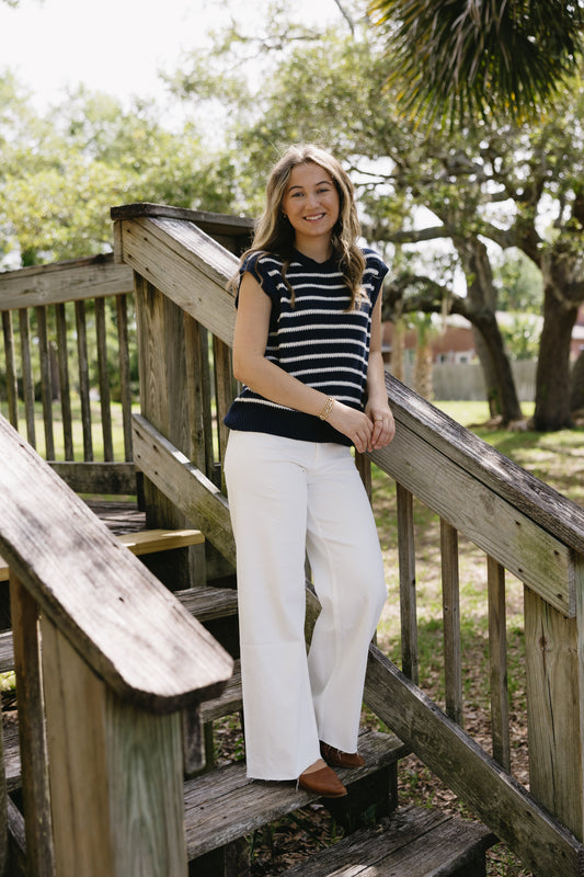 Straight Wide Leg Jean- Cream