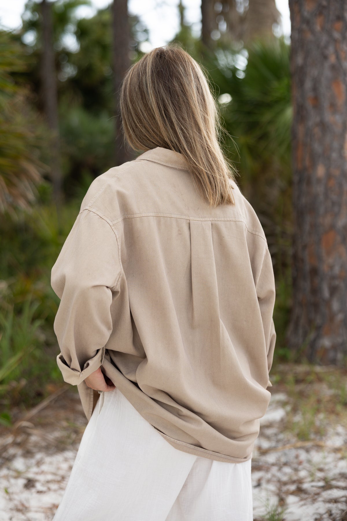Oversized Button-Up: Soft Taupe