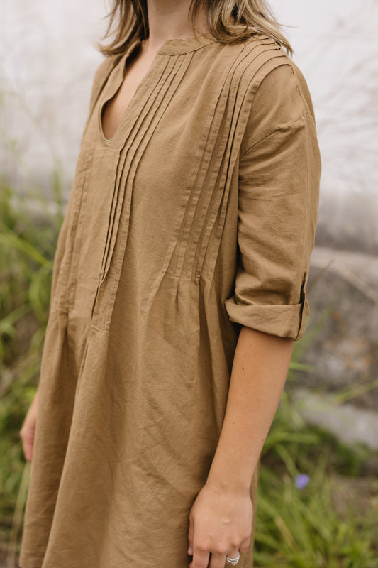 Bianca Cotton Tunic Dress- Taupe