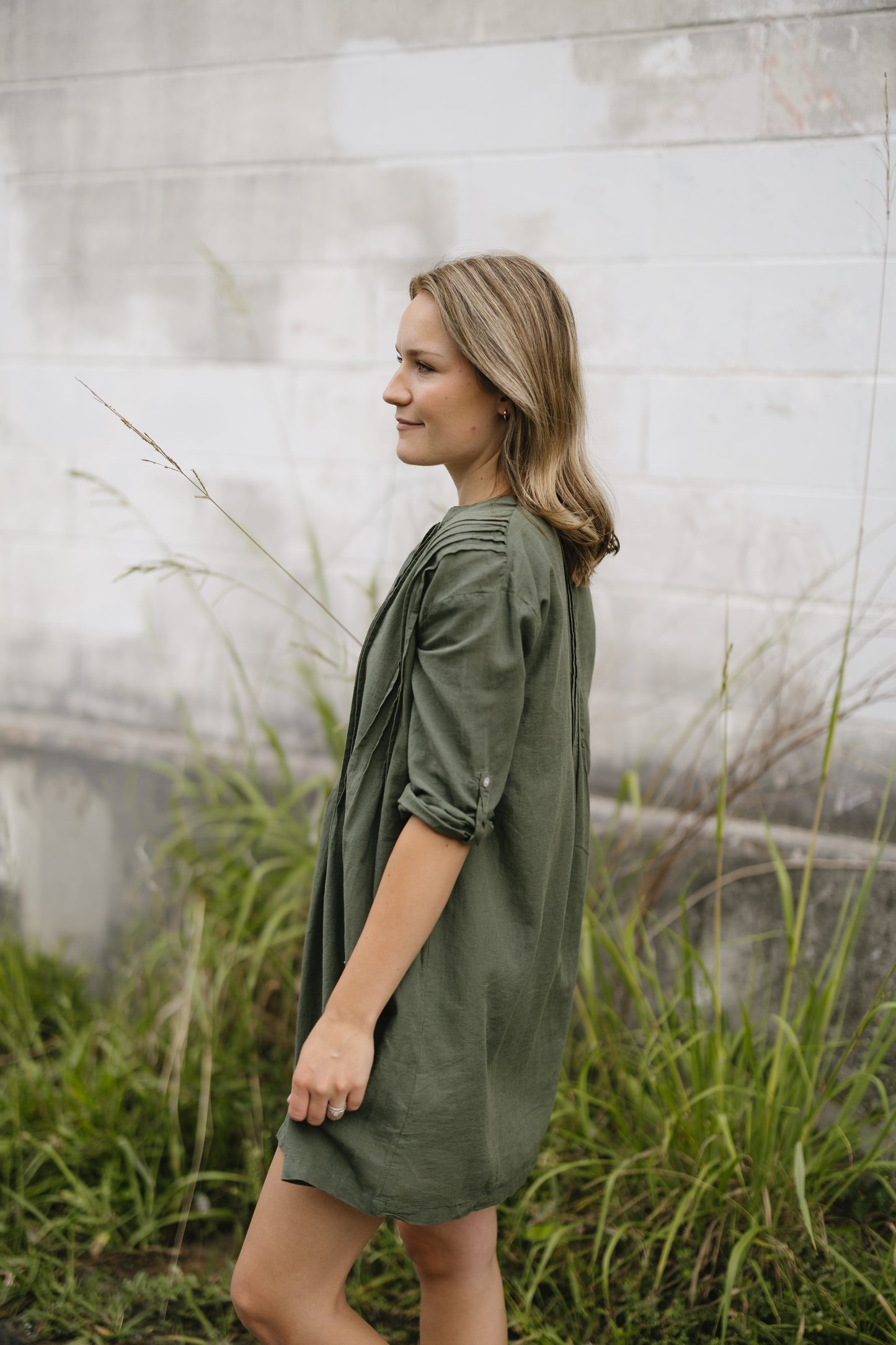 Bianca Cotton Tunic Dress- Green