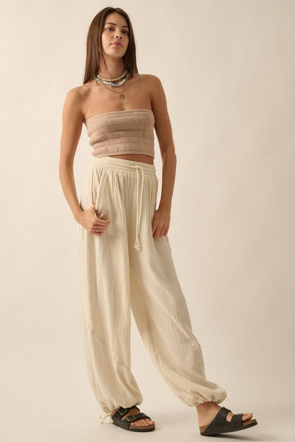 Crinkle Cotton Pants