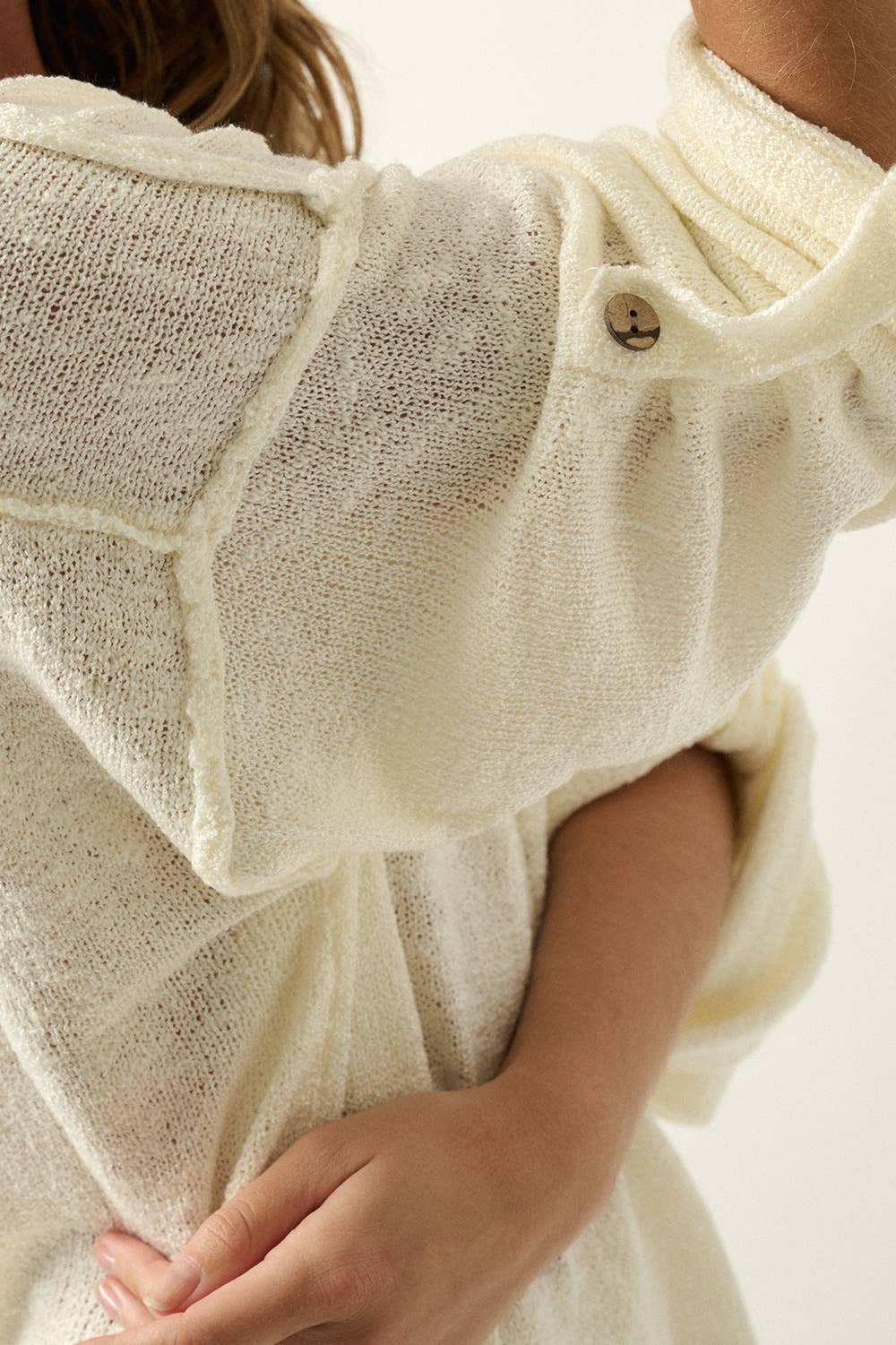 Henley Oversized Sweater - Cream
