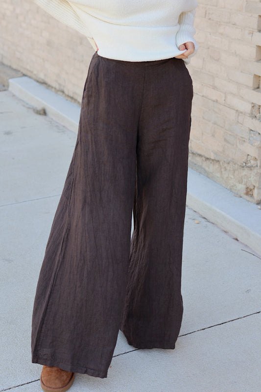 Linen Palazzo Pant / Espresso
