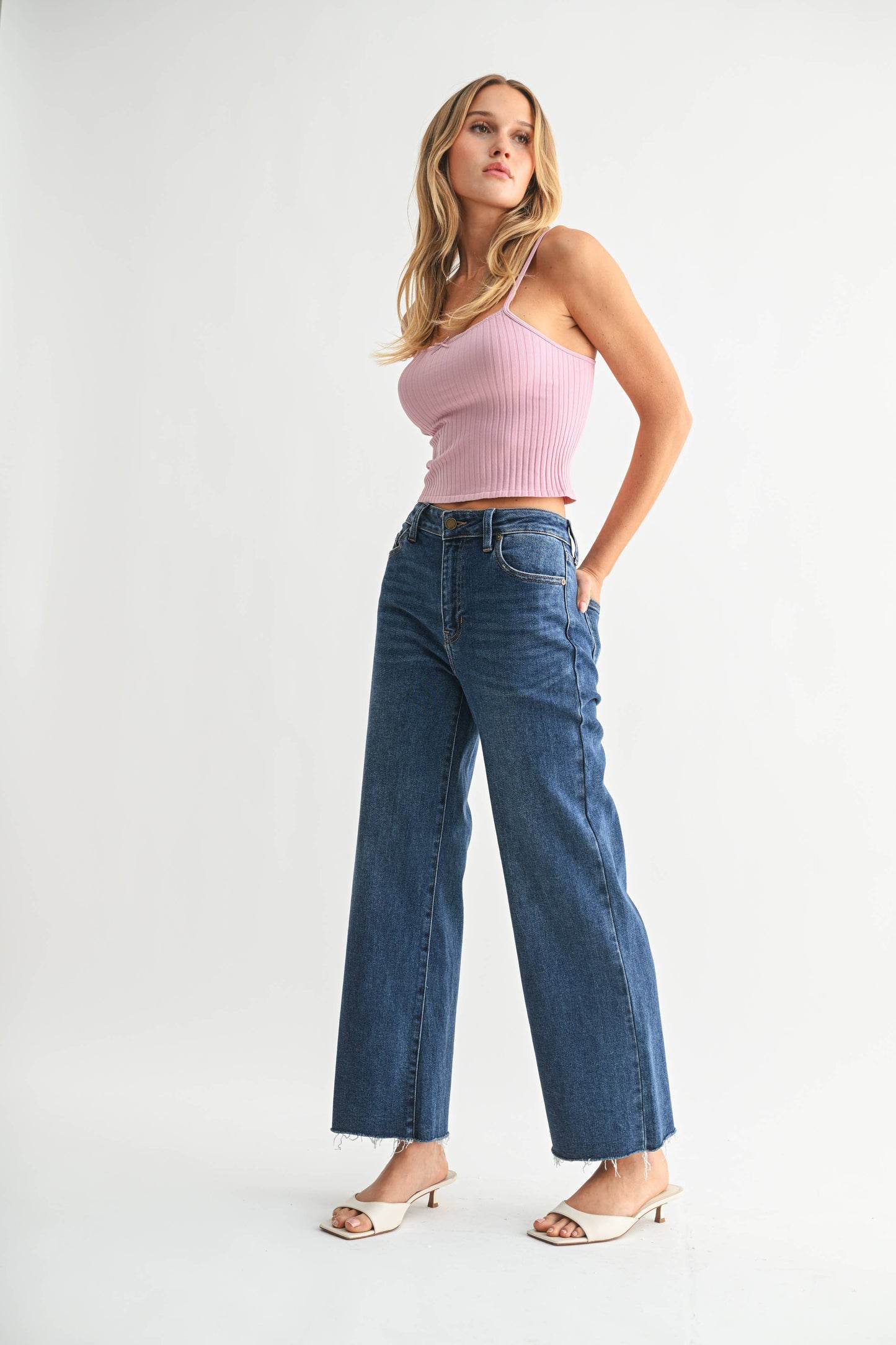 Slim Wide Leg Jean - Dark