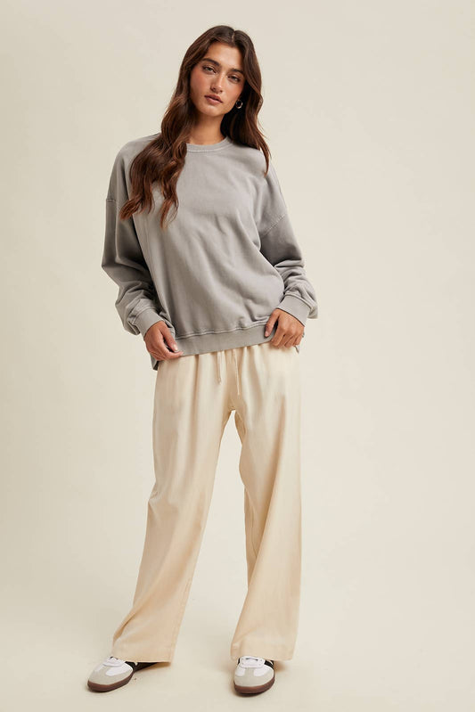 Washed Terry Sweatshirt- Grey