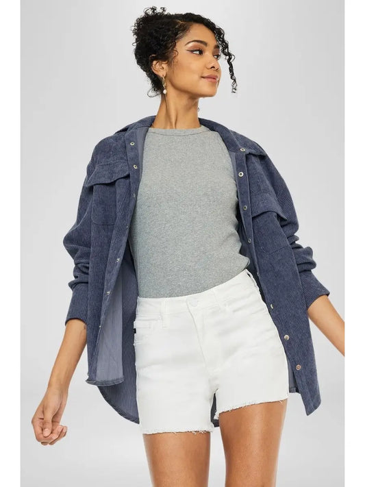 Madi Mid Rise Denim Shorts- White