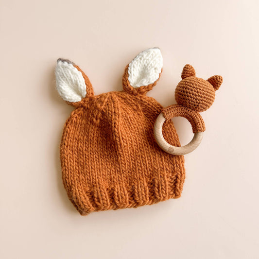 Teether Fox Cotton Rattle