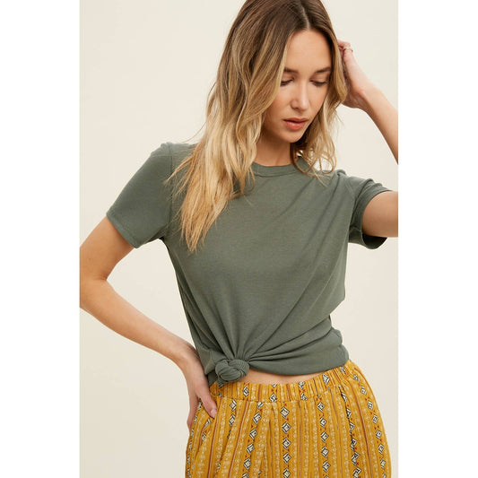 Ribbed Essential Tee- Harbour
