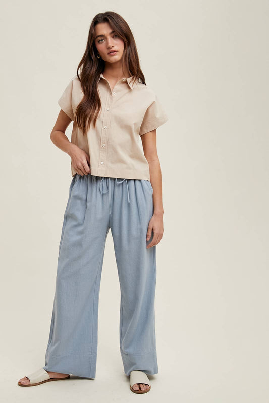 Cropped Button-up Shirt