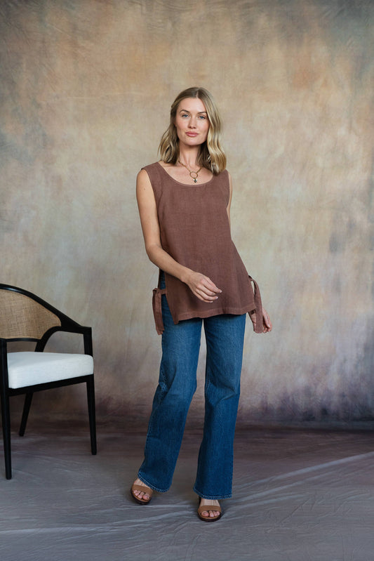 Brina Linen Top / Espresso