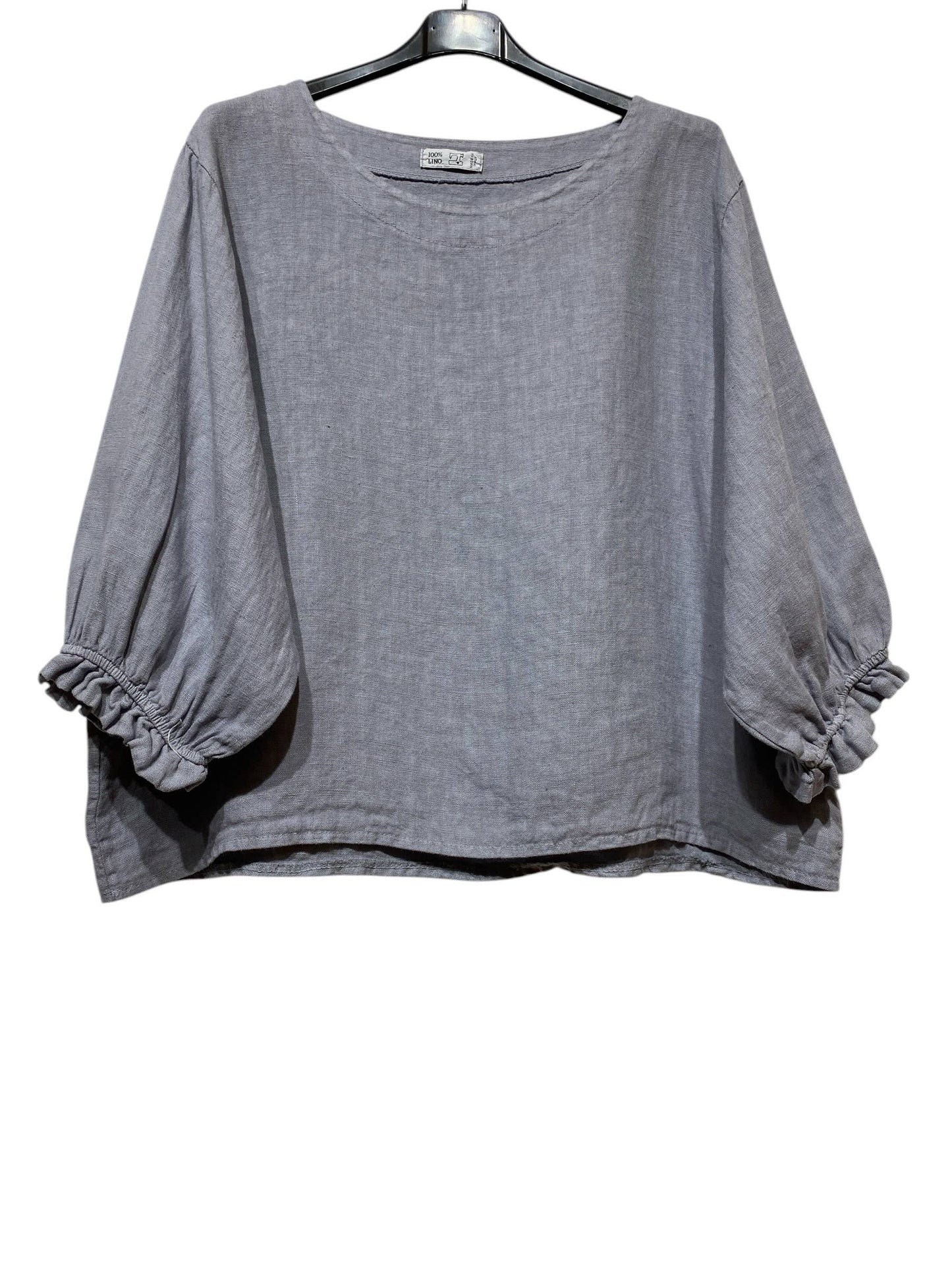 Ruched Sleeve Linen Blouse