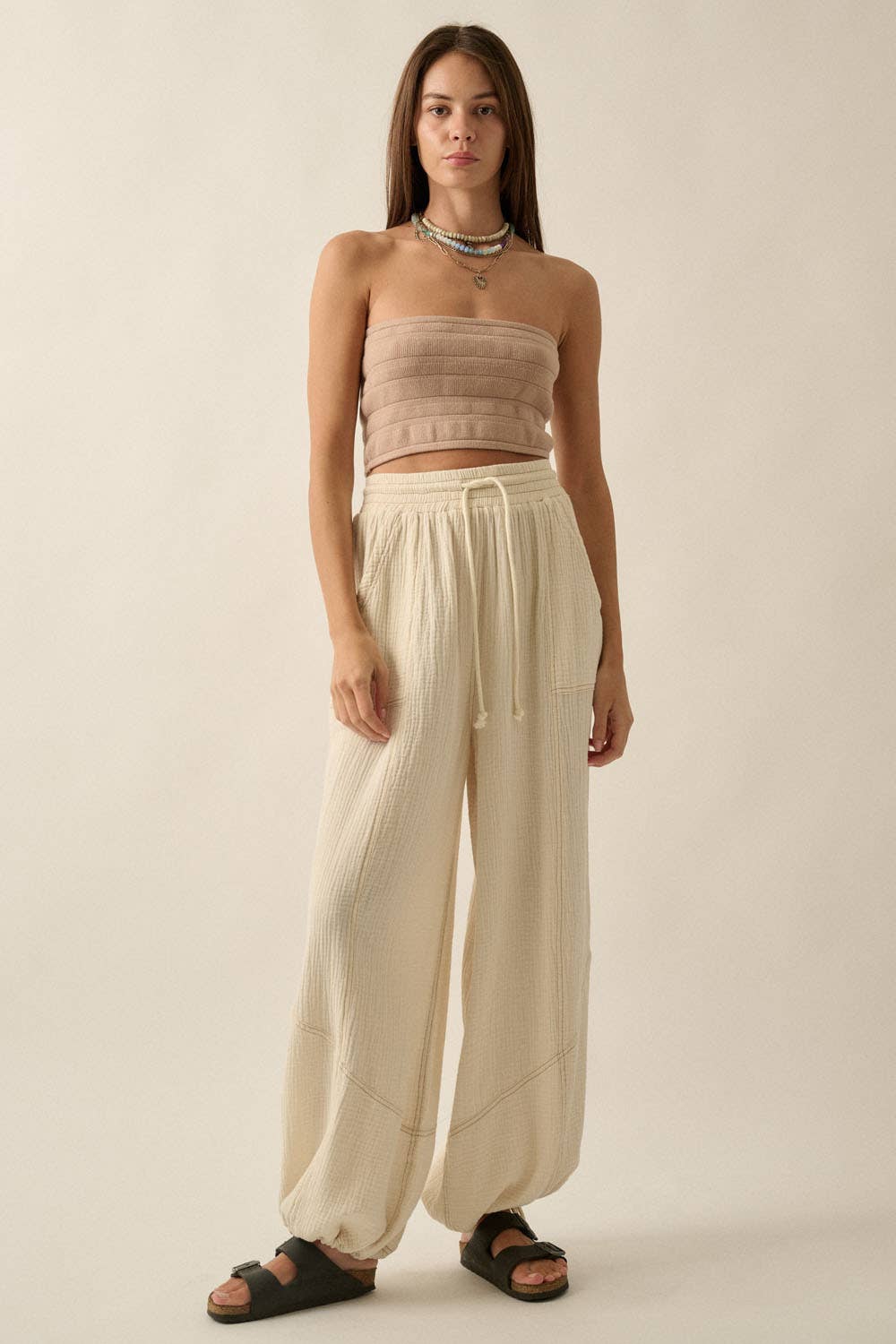 Crinkle Cotton Pants
