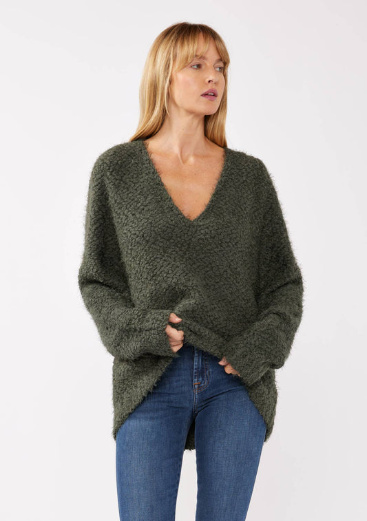 Fuzzy Pullover Sweater - Olive