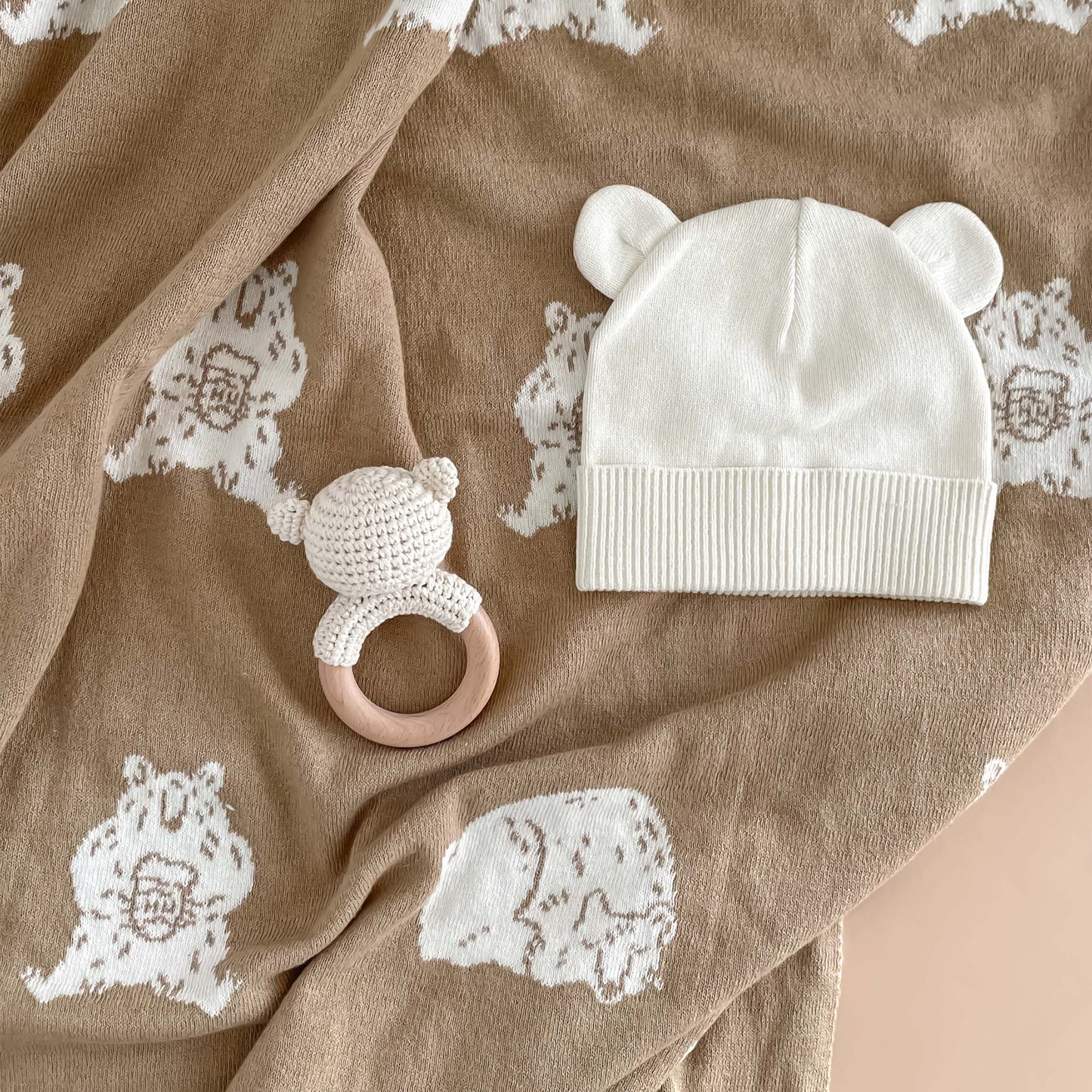 Teether Bear Cotton Rattle