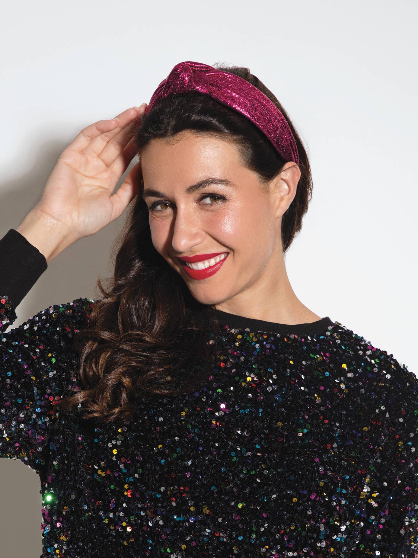 METALLIC KNOTTED HEADBAND: SILVER