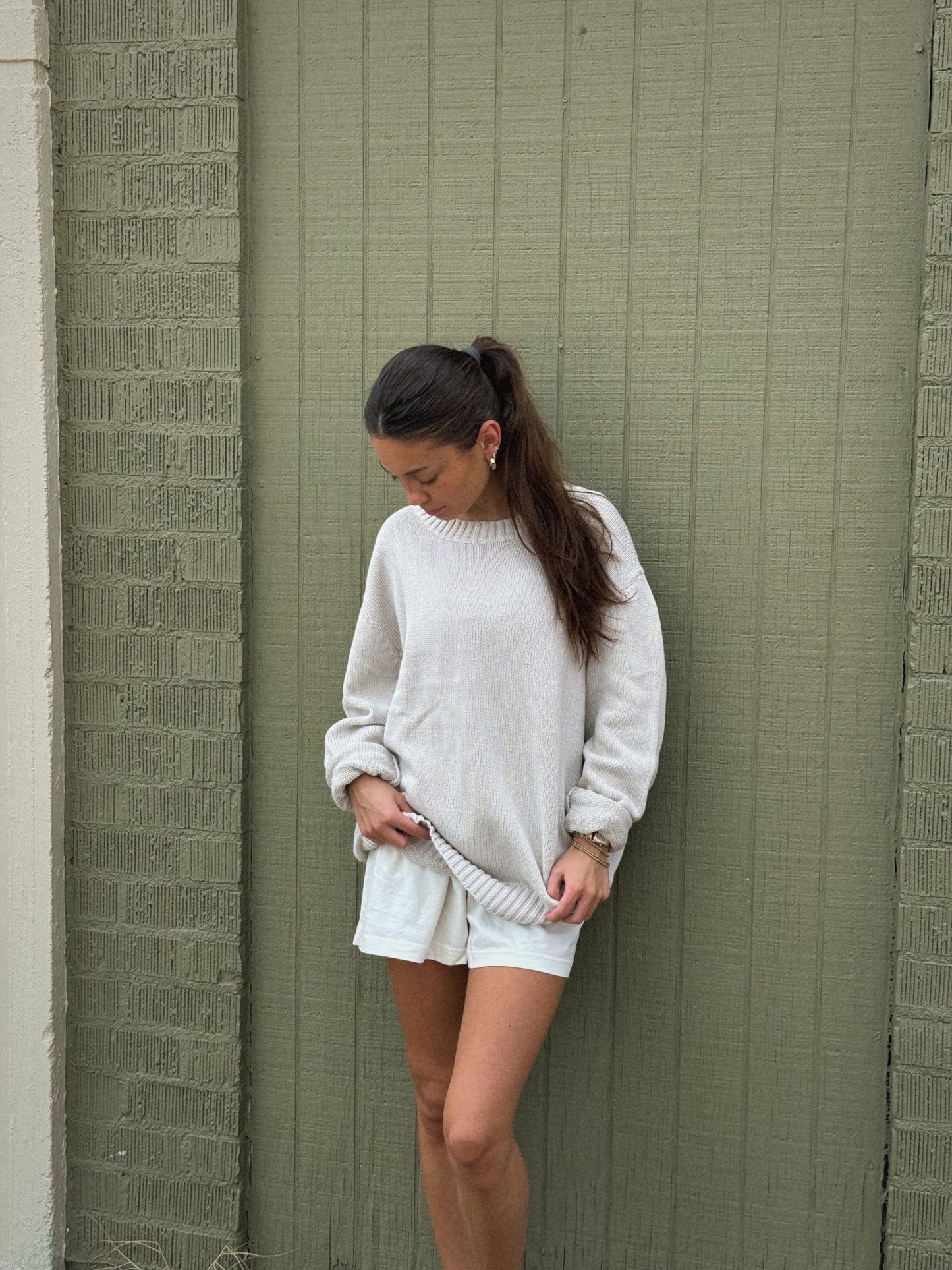 Soft Cotton Sweater- Natural White