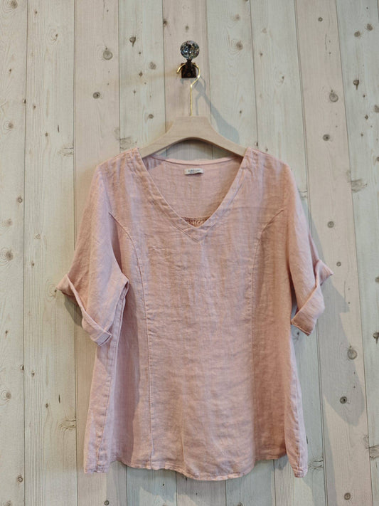 Linen Blouse / Rose / One size
