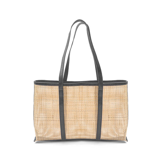 Carryall Rattan Leather Tote