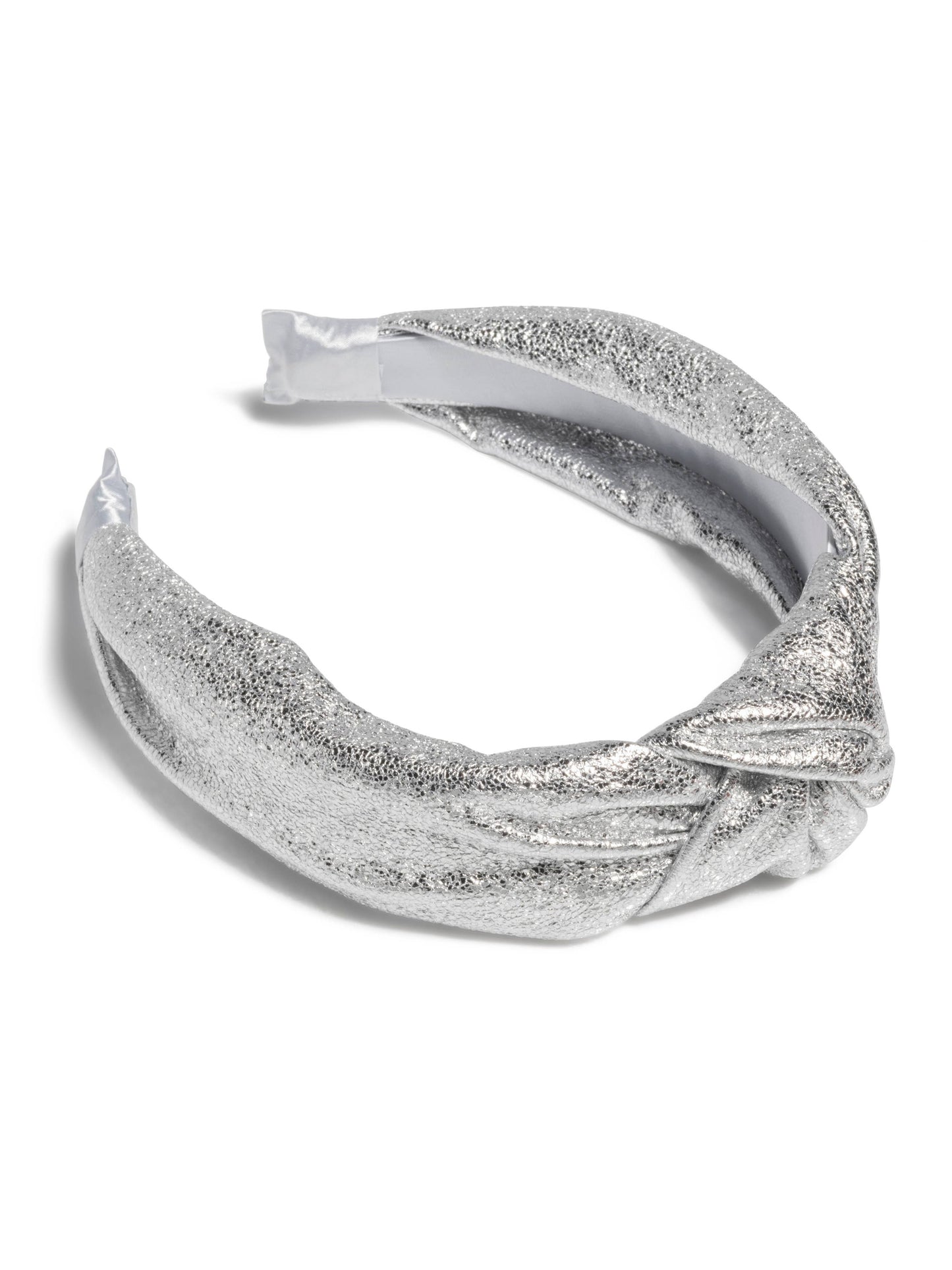 METALLIC KNOTTED HEADBAND: SILVER