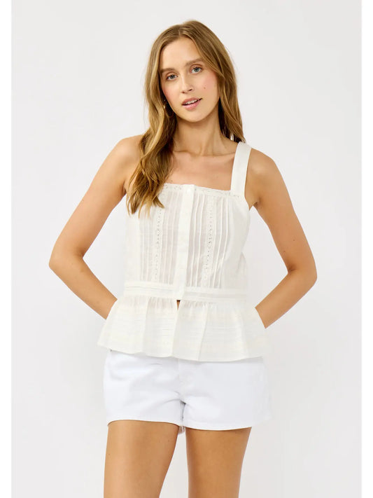 Smocked Ruffle Lace Peplum Top