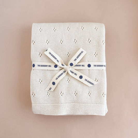 Cream Heirloom Pique Baby Blanket - Organic Cotton