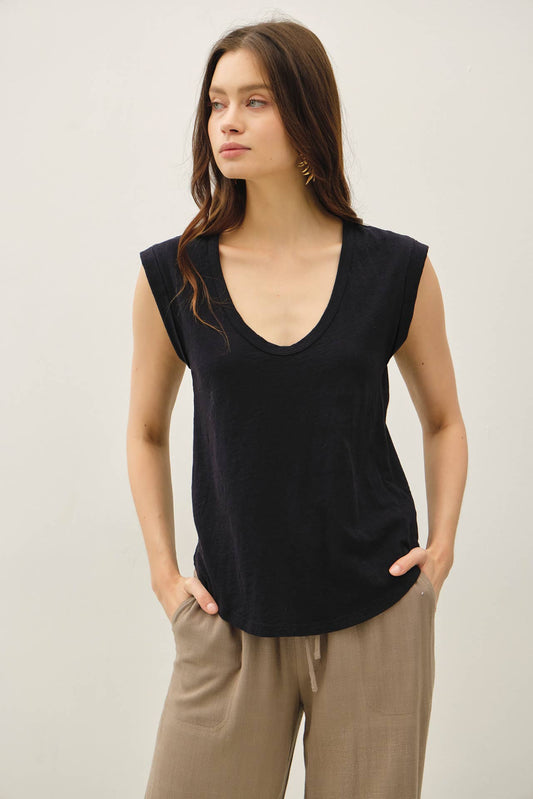 Cap Sleeve Top- Black