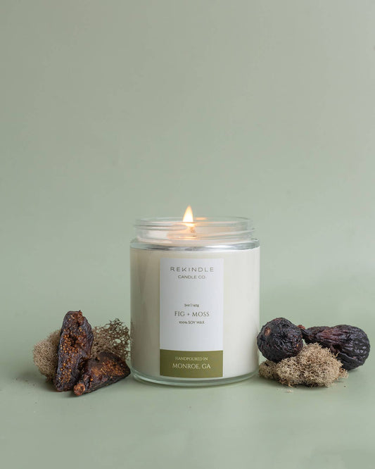 Cotton Wick Soy Candle: Fig + Moss