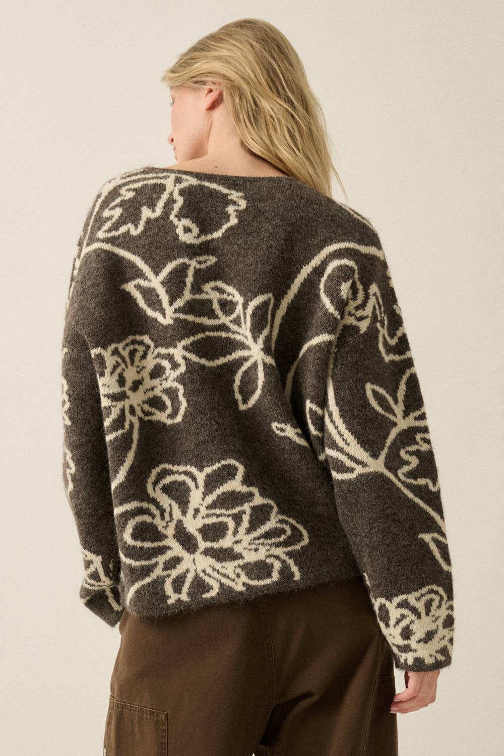 Floral Knit Sweater / Espresso