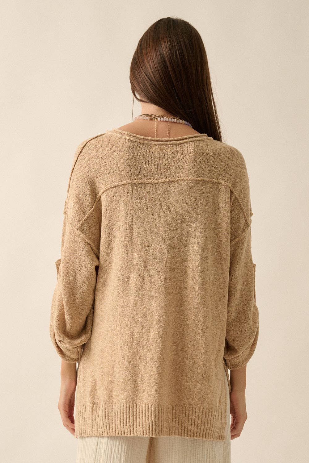 Henley Oversized Sweater - Sand