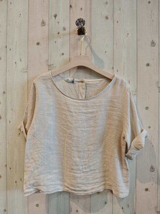 Beige Basic Linen Blouse