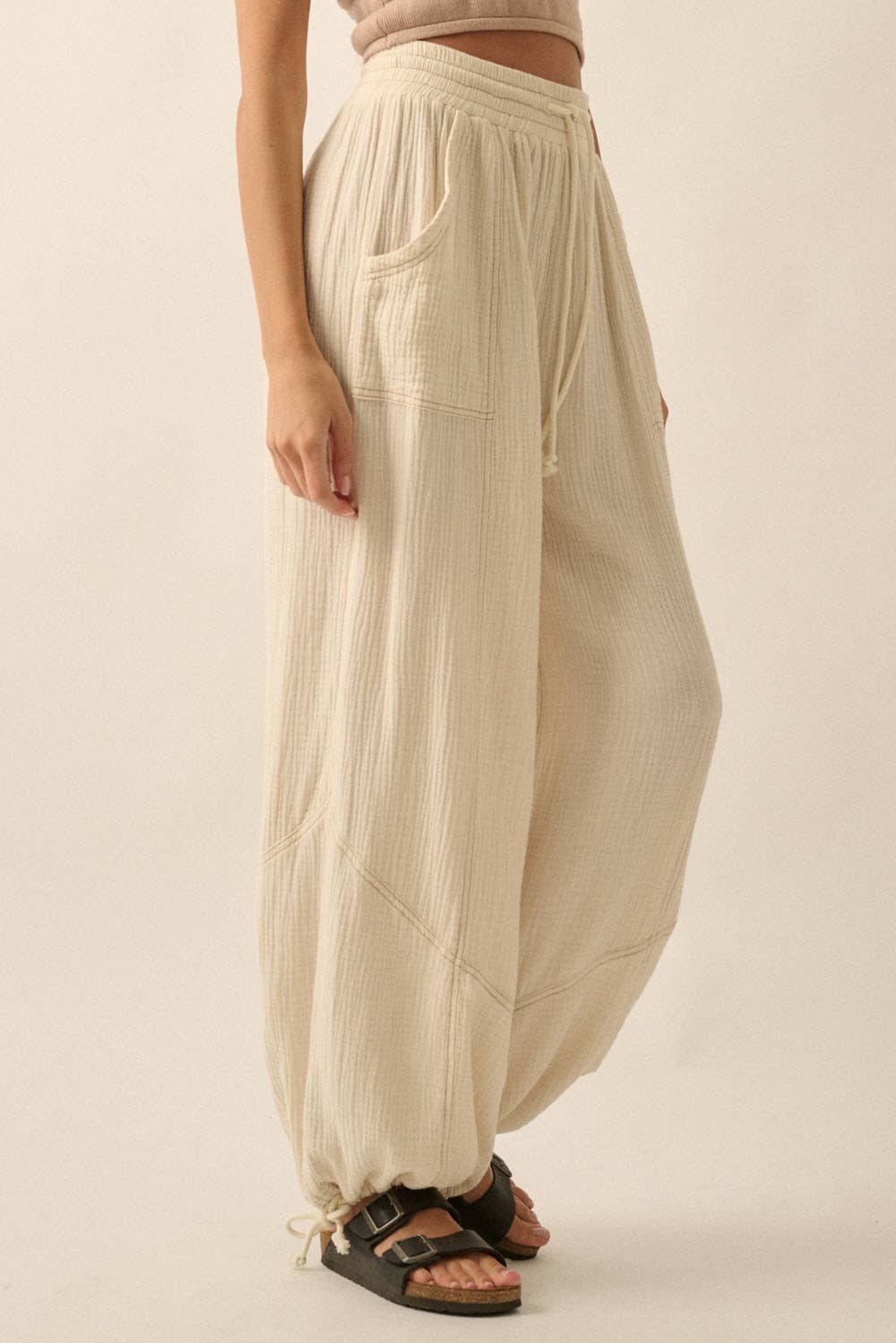 Crinkle Cotton Pants