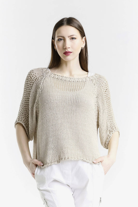 Knit Ballet Sleeve Sweater / Natural