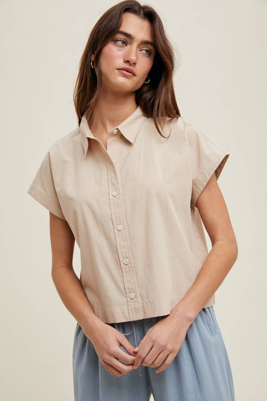 Cropped Button-up Shirt