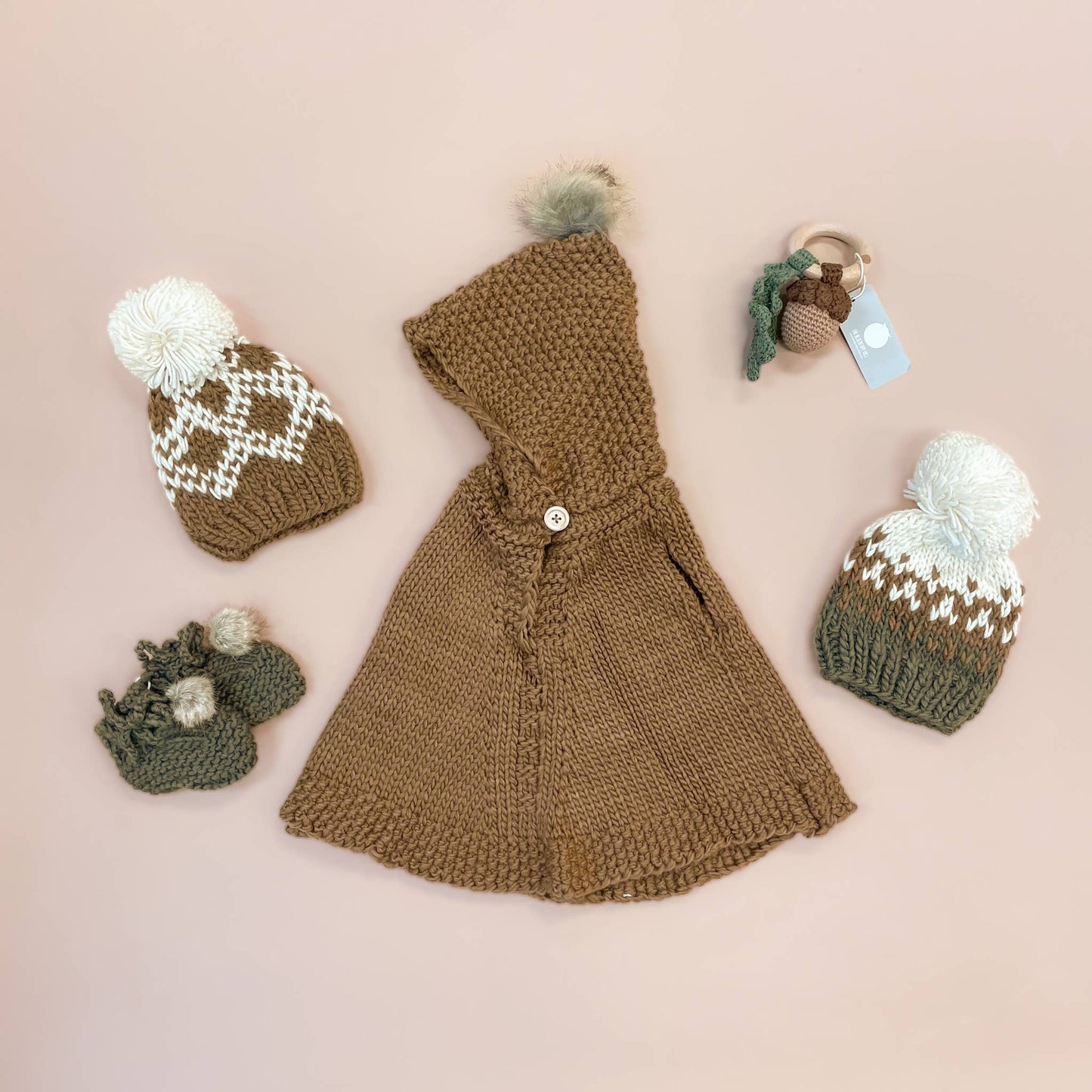 Teether Acorn Cotton Rattle