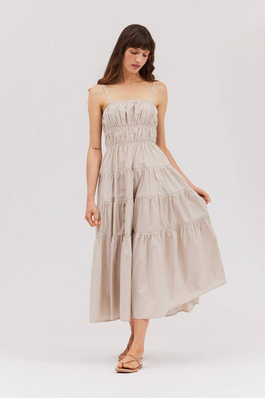 Tahlia Midi Dress - Beige