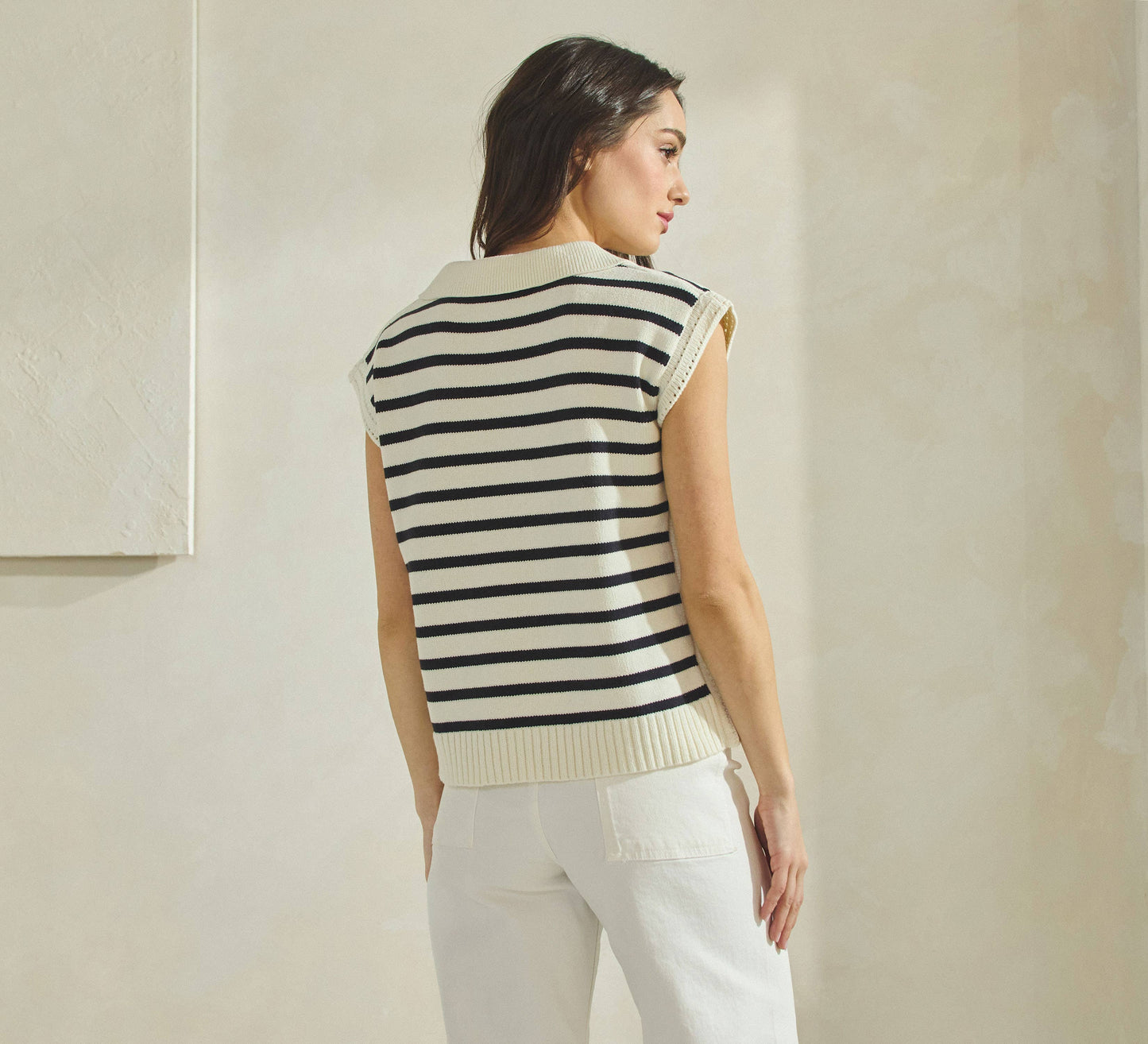 Striped Collared Sweater Vest
