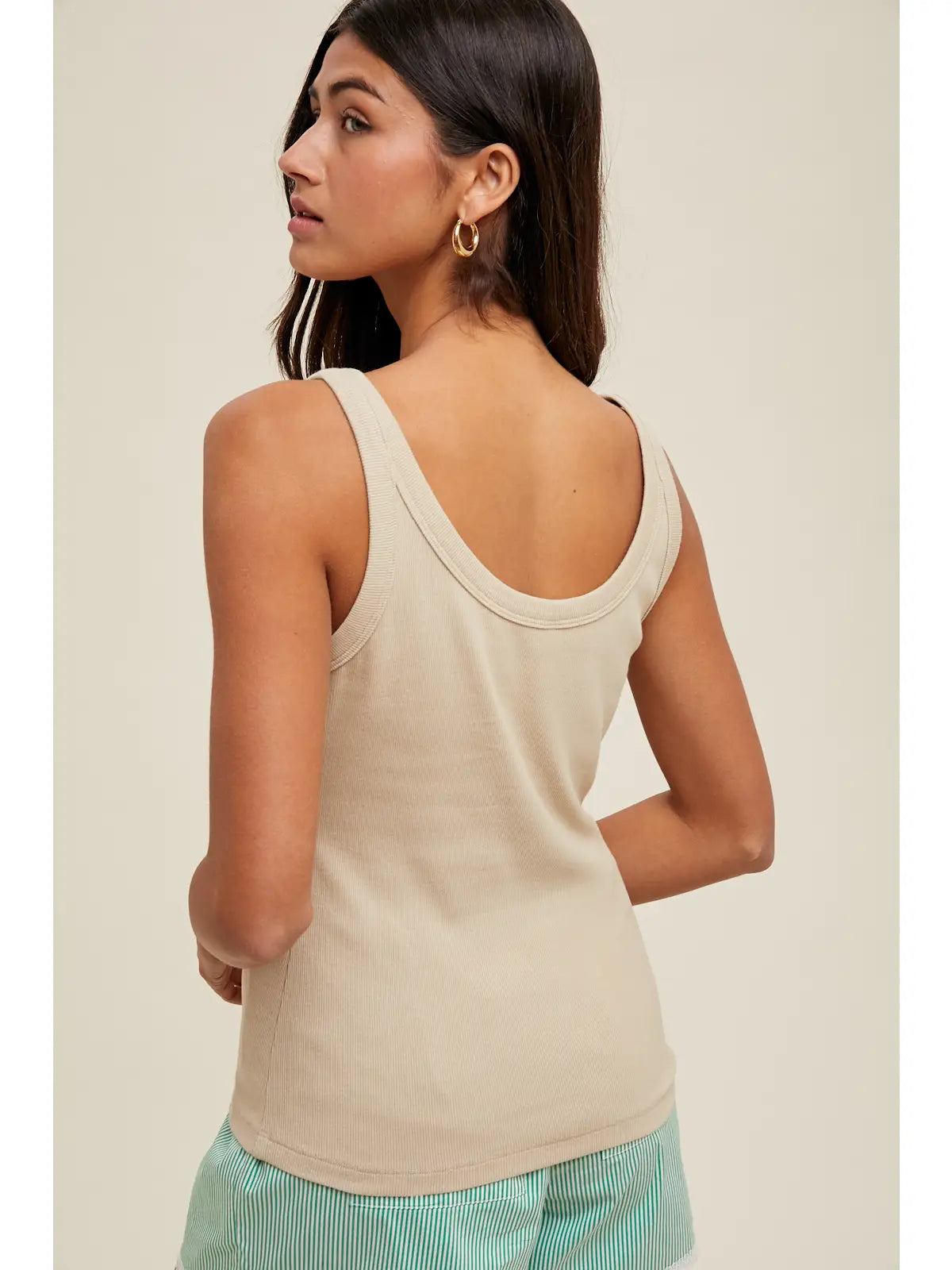 Ribbed Knit Tank - Champagne