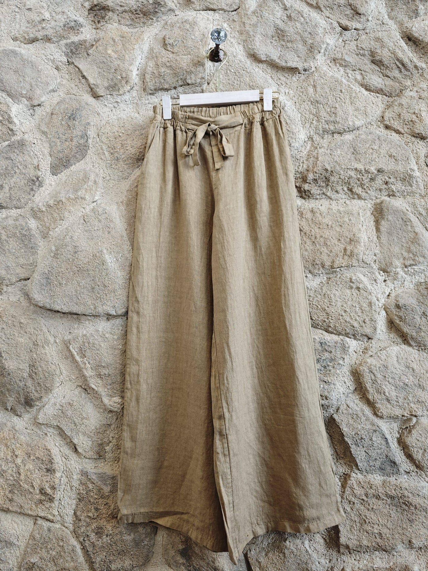 Linen Tie-Waist Pants / Camel