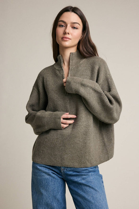 Half Zip Mock Neck Knit Sweater