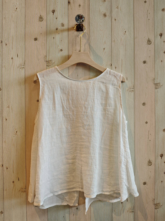 Sleeveless Linen Top- White